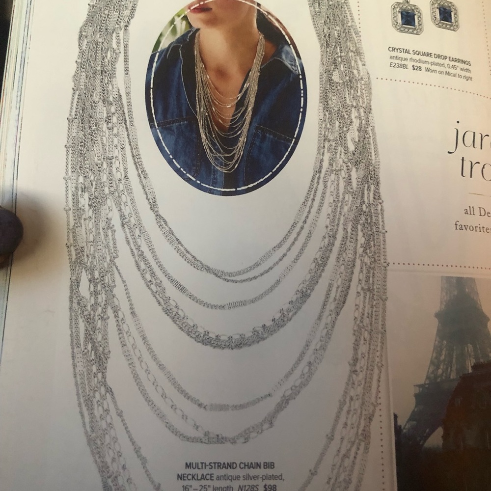 Multi-strand chain bib necklace